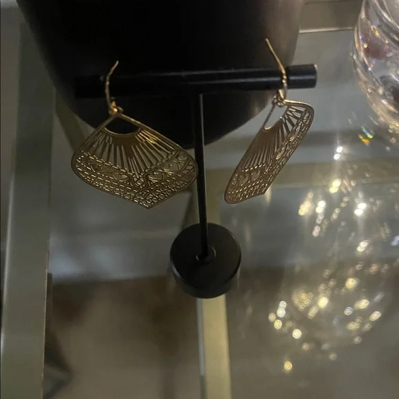 Intricate Filigree Teardrop Earrings in Gold - Picture 2 of 2